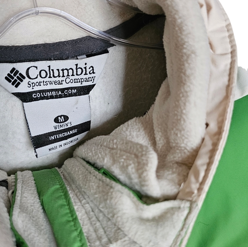 Columbia 3-in-1 Green Waterproof Ski Jacket Cream Fleece Inner Jacket womens med - Picture 3 of 16